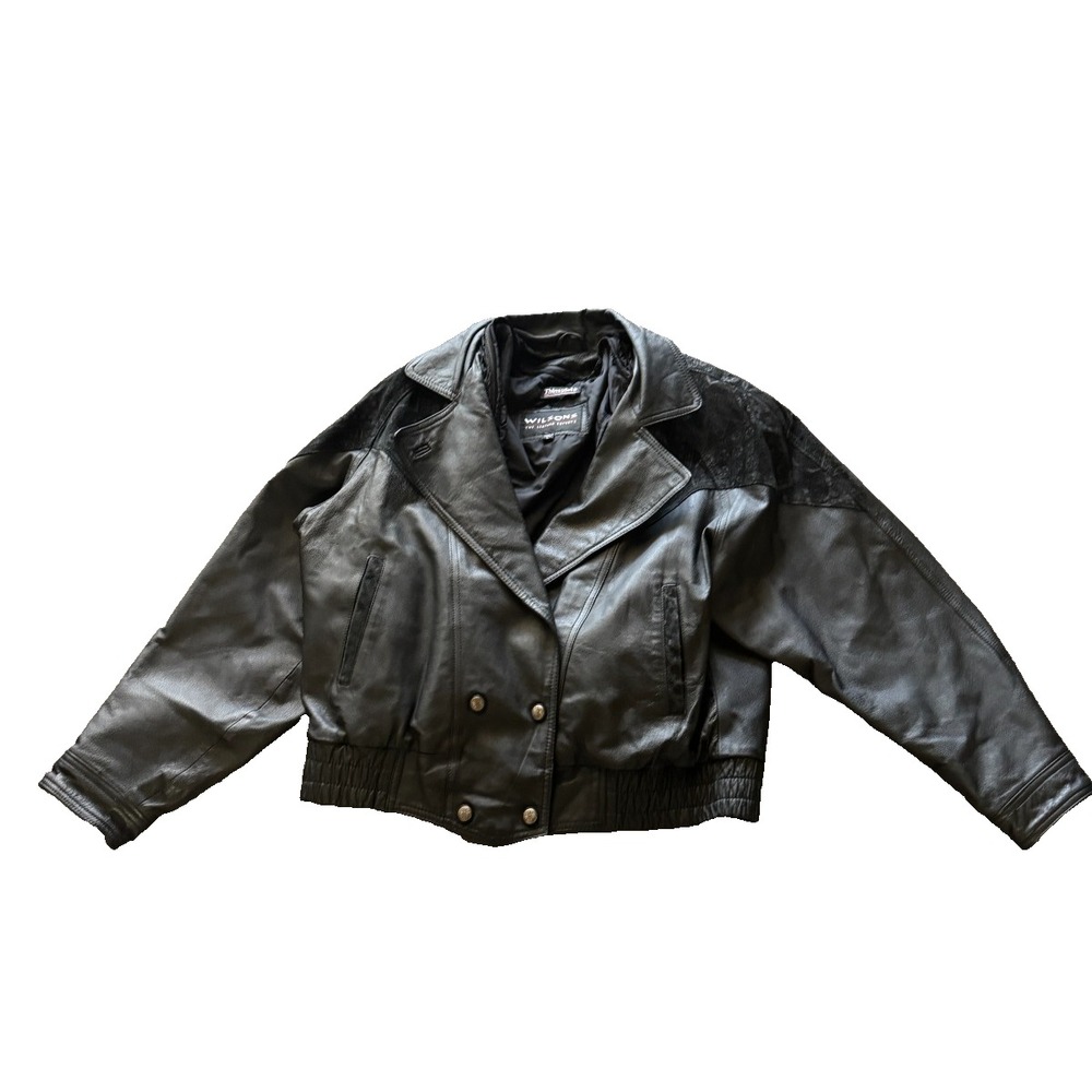 Vintage Wilsons leather jacket black Large 1980's style Genuine leather